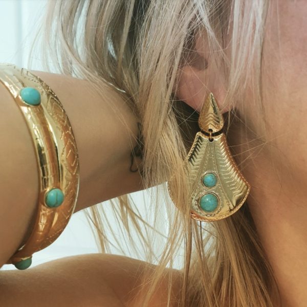 Boucles Eventail Pierre Turquoise | SHABADA