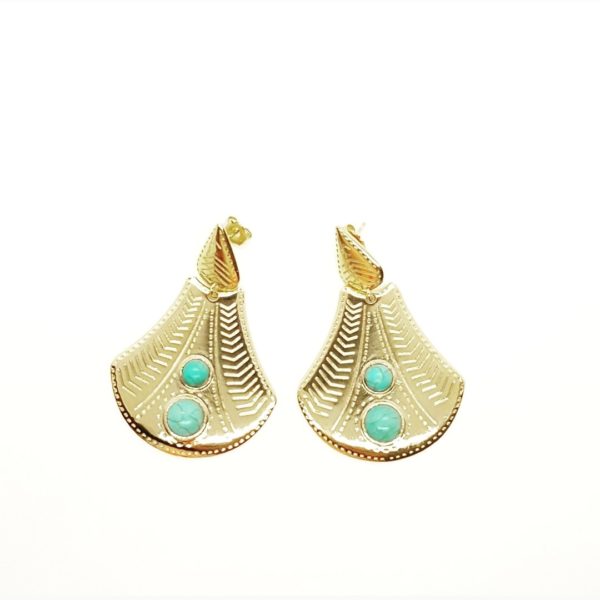 Boucles Eventail Pierre Turquoise | SHABADA