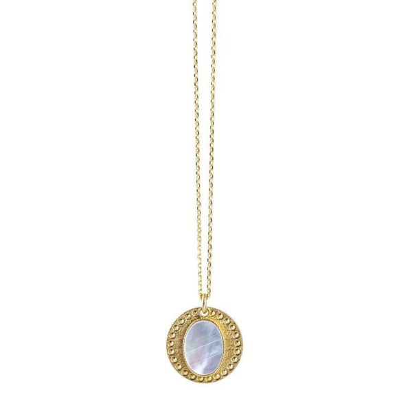 Collier Double Médaille Pierre Nacre | LOVELY DAY