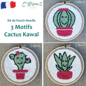 kit punch needle cactus kawaï succulente
