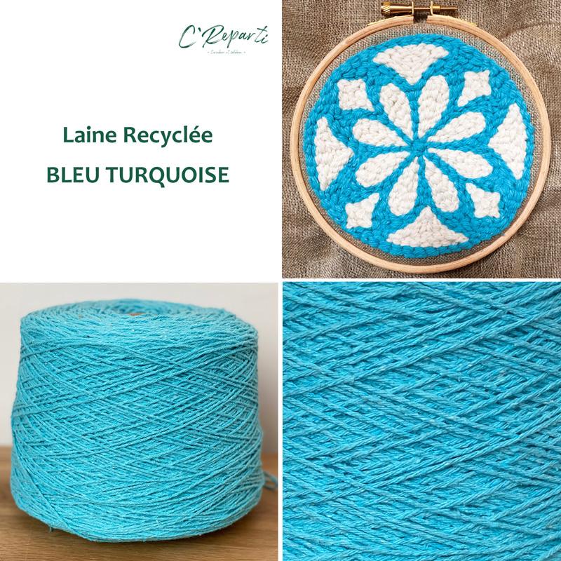 laine recyclee bleu turquoise