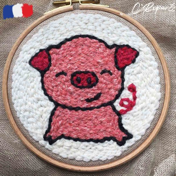 kit punch needle cochon demi sourire