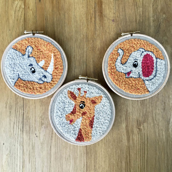 kit punch needle pour enfant gamme savane rhinoceros elephant girafe 0e43e8b7 5d60 4d59 980c 2b52165caef2