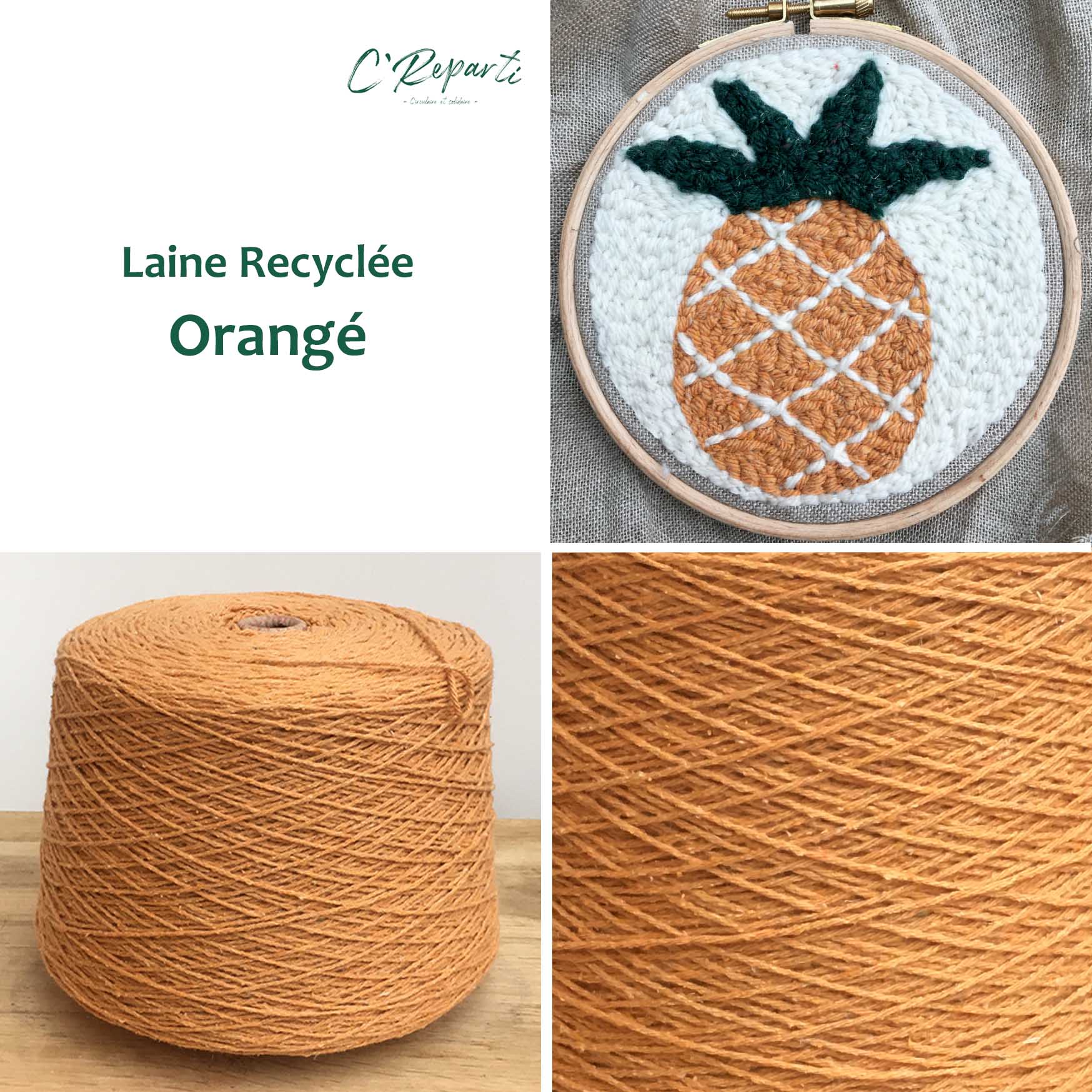 laine recyclee orange
