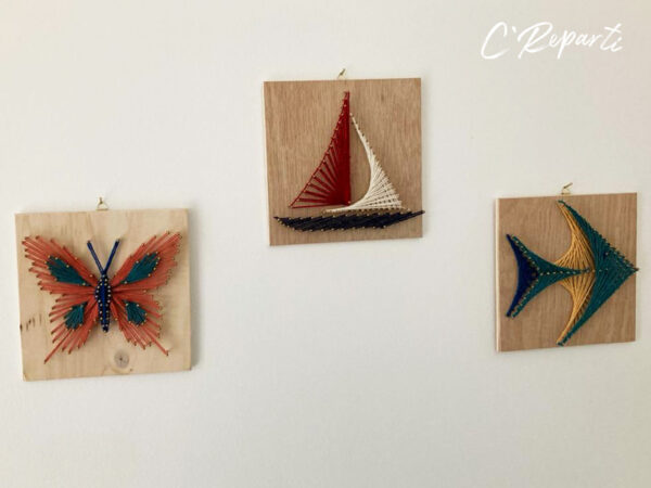 kits string art décor bateau papillon poisson