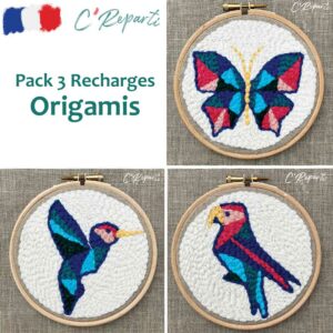 pack 3 recharges punch needle origamis