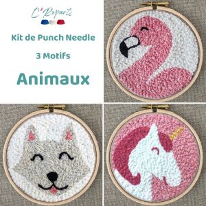 punch needle 3 animaux