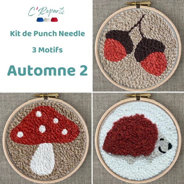 kit punch needle herisson champignon glands