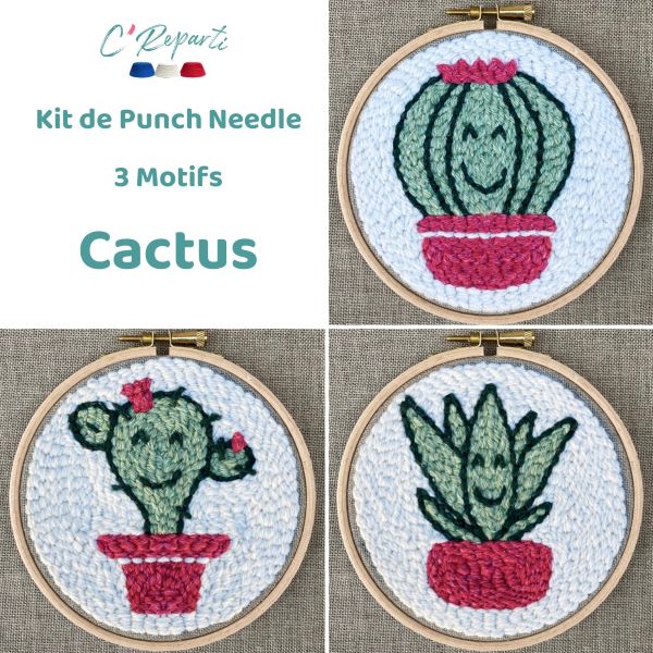 punch needle cactus succulentes