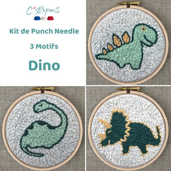 punch needle dinosaures