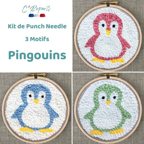 punch needle pingouins