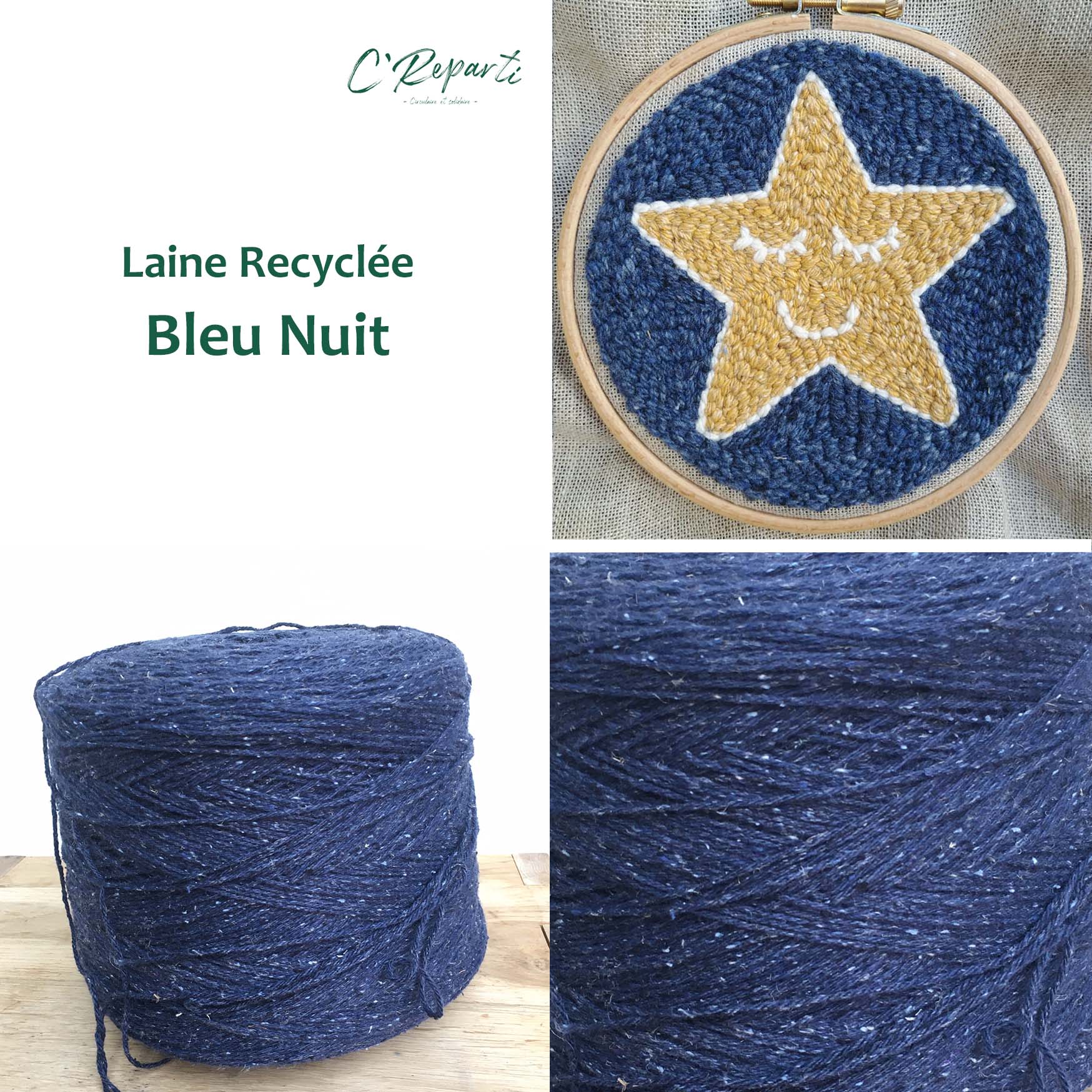 laine recyclee bleu nuit