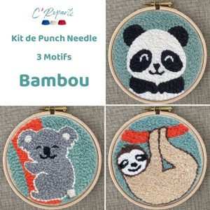 Kit punch needle panda koala paresseux