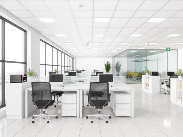 Modern Corporate Work space. Open Office And Board Room
