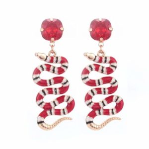 coral snake earrings red diamond
