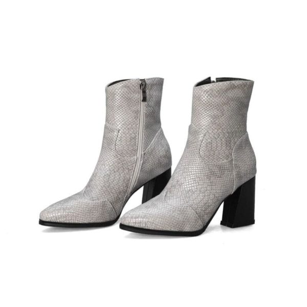 Grey Snake Ankle Boots 1