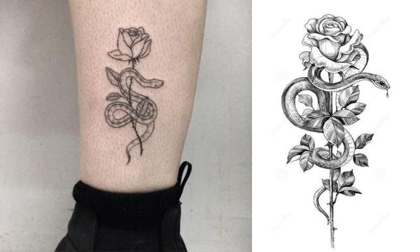 Snake And Rose Tattoo