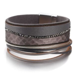 Gray leather snake bracelet