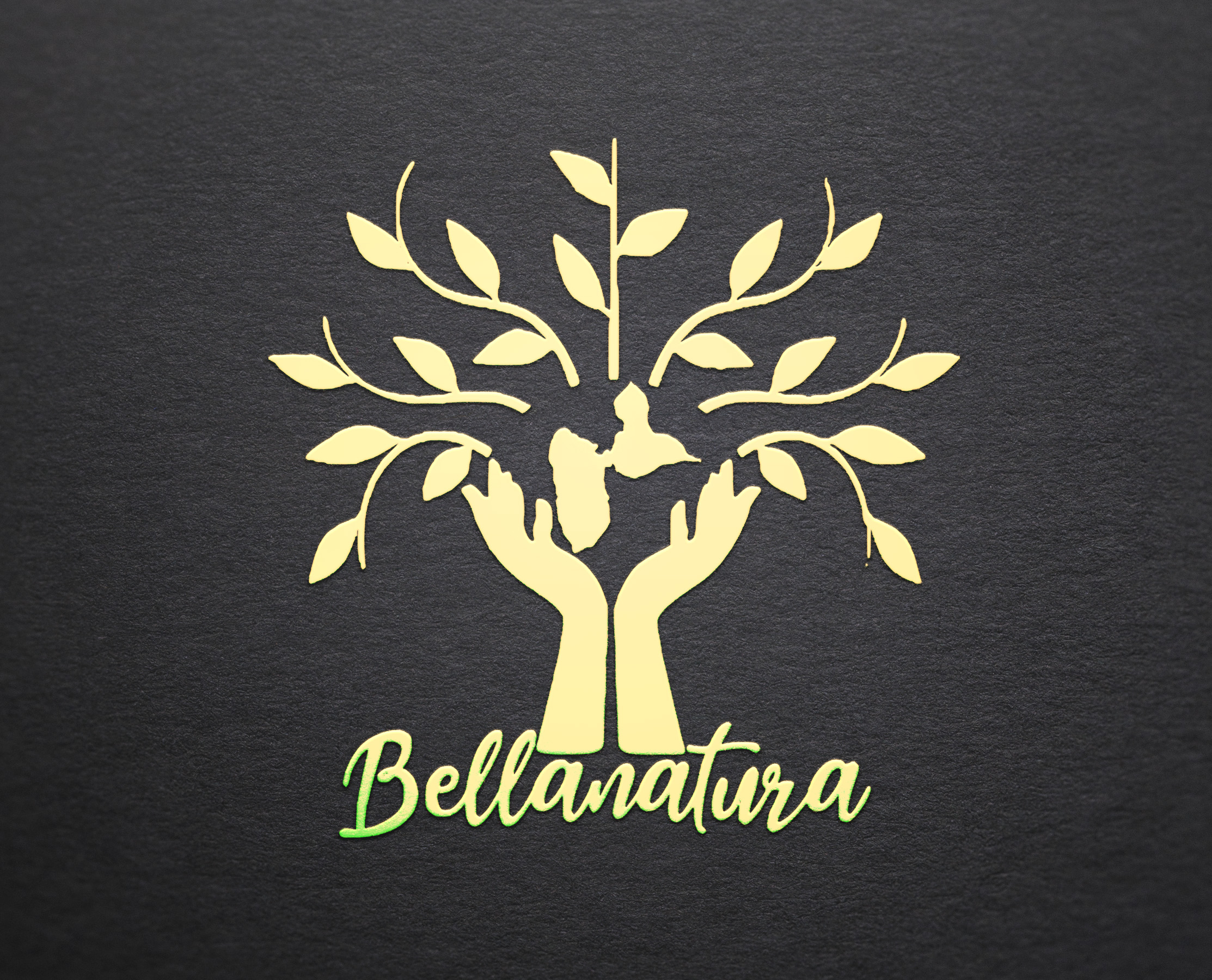 logo Bellanatura couleur gold sur fond noir