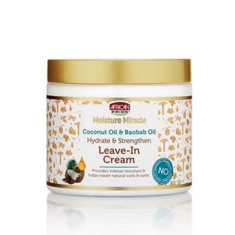 African Pride Moisture Miracle Coconut Oil & Baobab Oil Leave – In Cream - cheveuxcrepus.fr