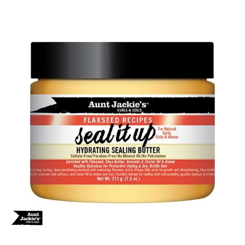 Aunt Jackie's Curls & Coils Flaxseed Recipes Seal It Up Hydrating Sealing Butter - cheveuxcrepus.fr