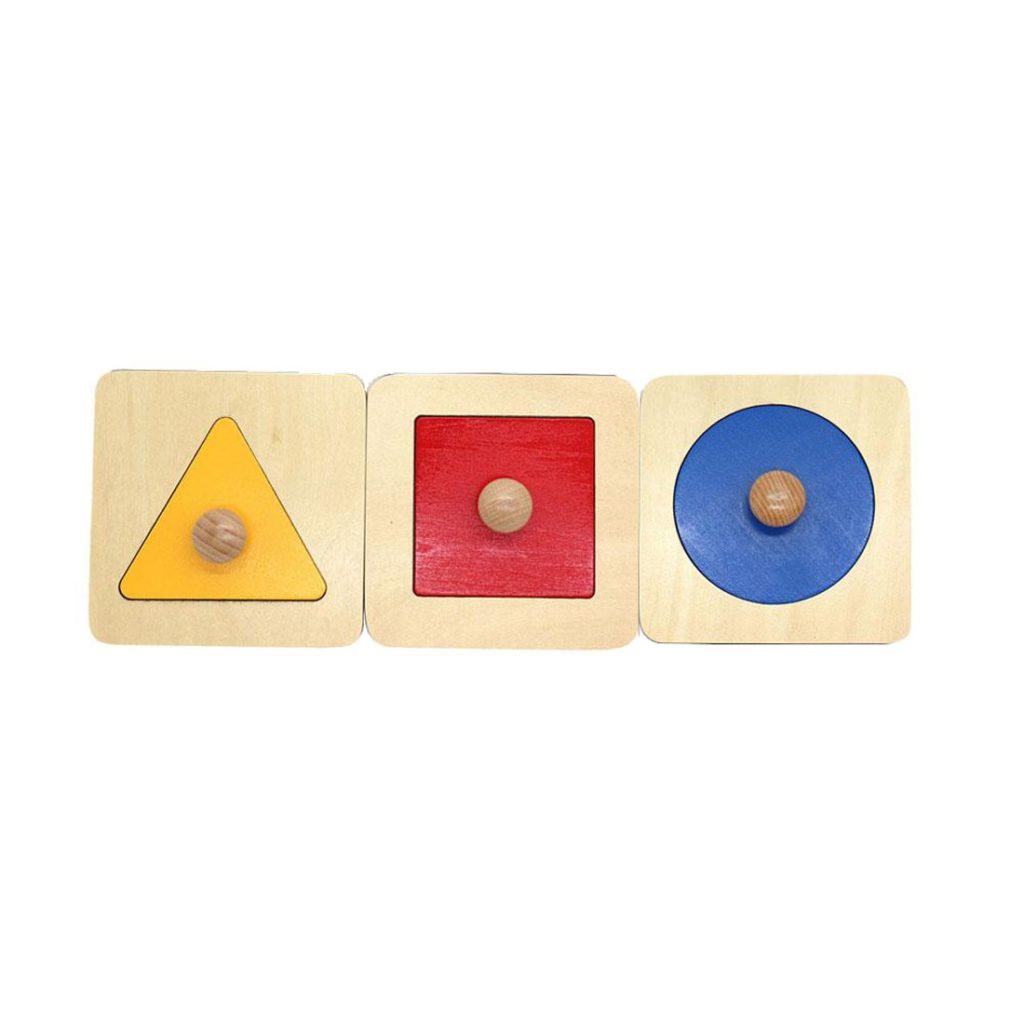 Triangle des formes à encastrer en bois et silicone - beige, Jouet