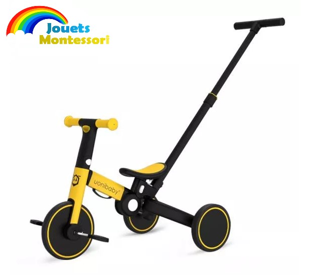Draisienne Poussette tricycle jaune