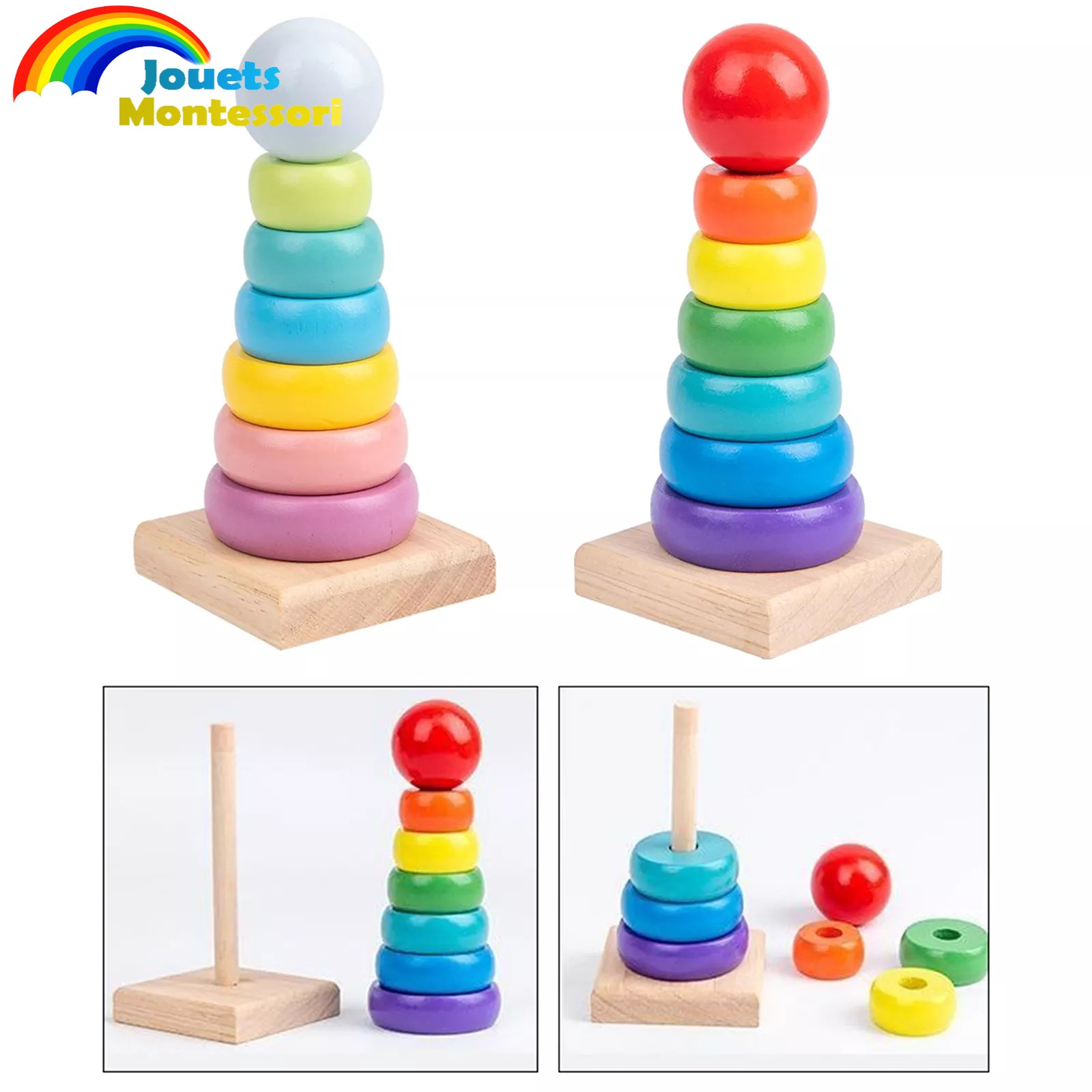 Rainbow stacker, arc en ciel, jouet à empiler leo et lea bébé - Jouets  d'éveil
