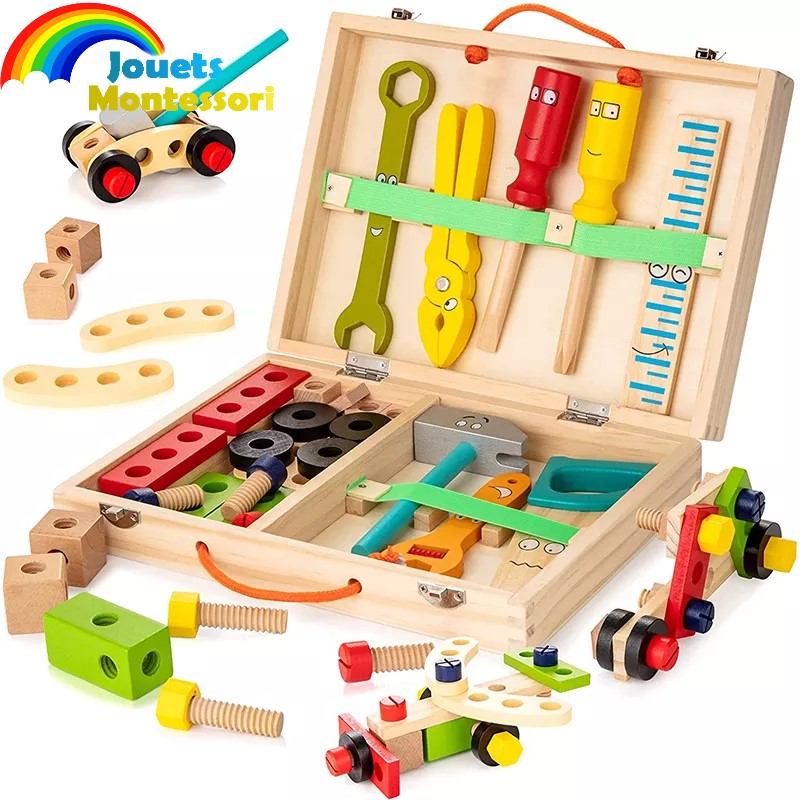 Boîte à outils Enfants Jouet en bois Boîte à outils Pour enfants