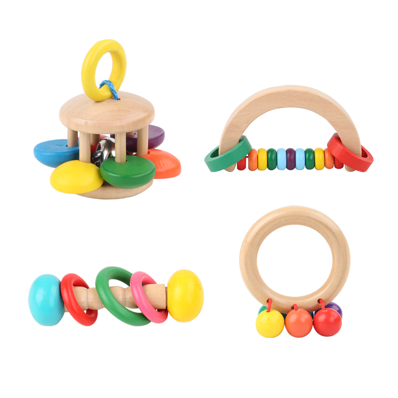 Foykay®  jouets éveil Montessori bois silicone: Anneau, Hochet