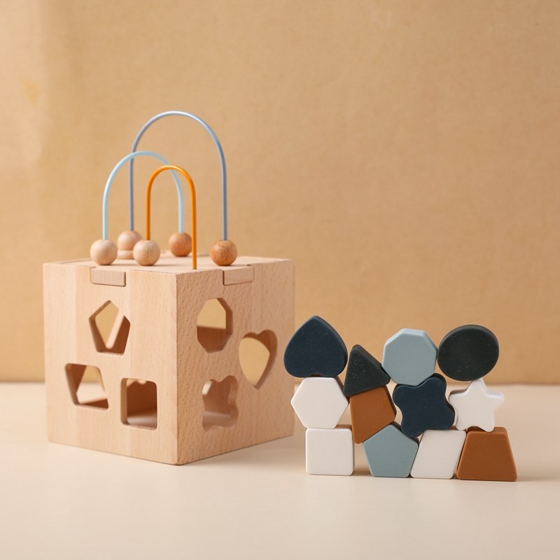 Jouet Bebe 1 an Cube d'Activité Bébé Jeux Montessori Jouet en Bois
