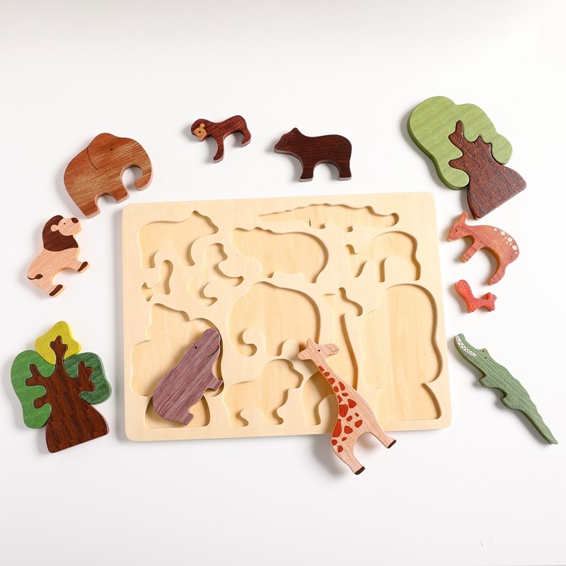 Jeux Montessori bloc puzzle 3D éducatif en bois