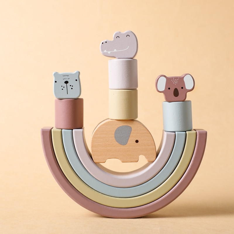 Jeu d'équilibre en bois Montessori avec blocs animaux pour enfants