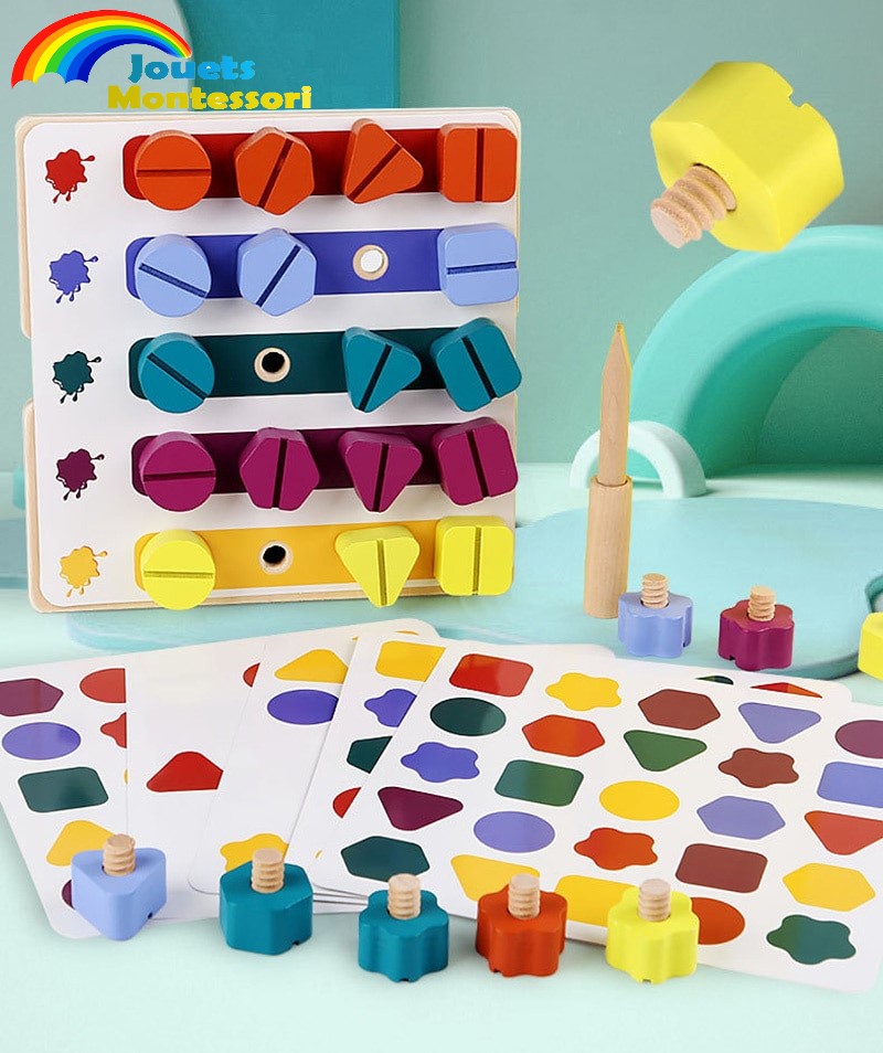 Jouet Montessori Busy Board avec Visseuse - Jouet Educatif pour