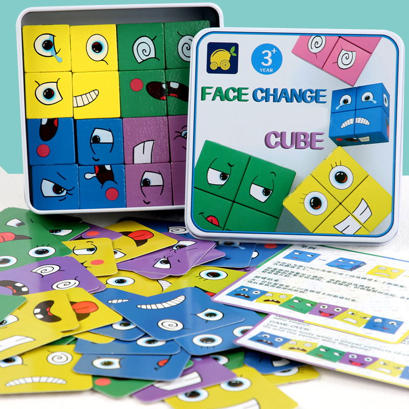 Cube Visage Changeant Blocs De Construction Jeu De Société Bois Puzzle  Montessori Expression Blocs En Bois Blocos Pour Enfants Enfants Jouets  Cadeau Du 1,35 €