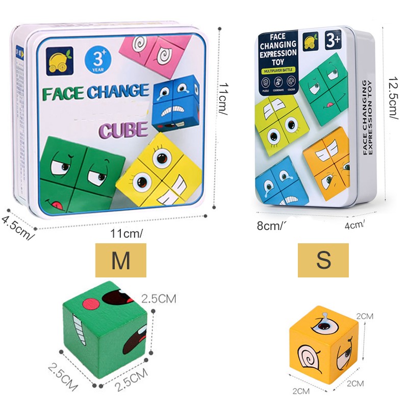 Cube visage changeant blocs de construction jeu de société bois Puzzle  Montessori Expression blocs en bois Blocos pour enfants enfants jouets  cadeau