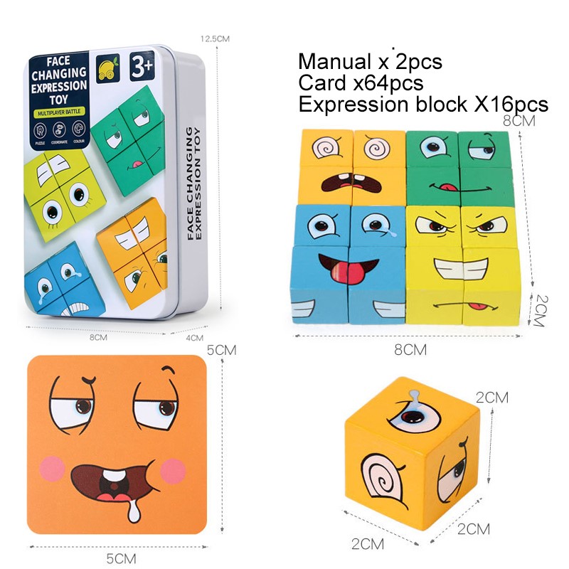 Ecomeon Expressions Matching Face Changer Building Blocks Jouet éducatif  interactif pour les enfants, Changement de visage, Jeu d'association  d'expressions de visage 