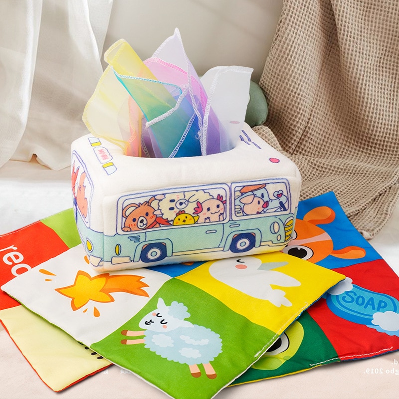 Boîte à Tissus pour Bébé Montessori Bebe Eveil,Boîte à Mouchoirs pour Bébé  Boîte à Mouchoir Montessori avec Jouet à Mâcher Et Miroir - Cdiscount Maison
