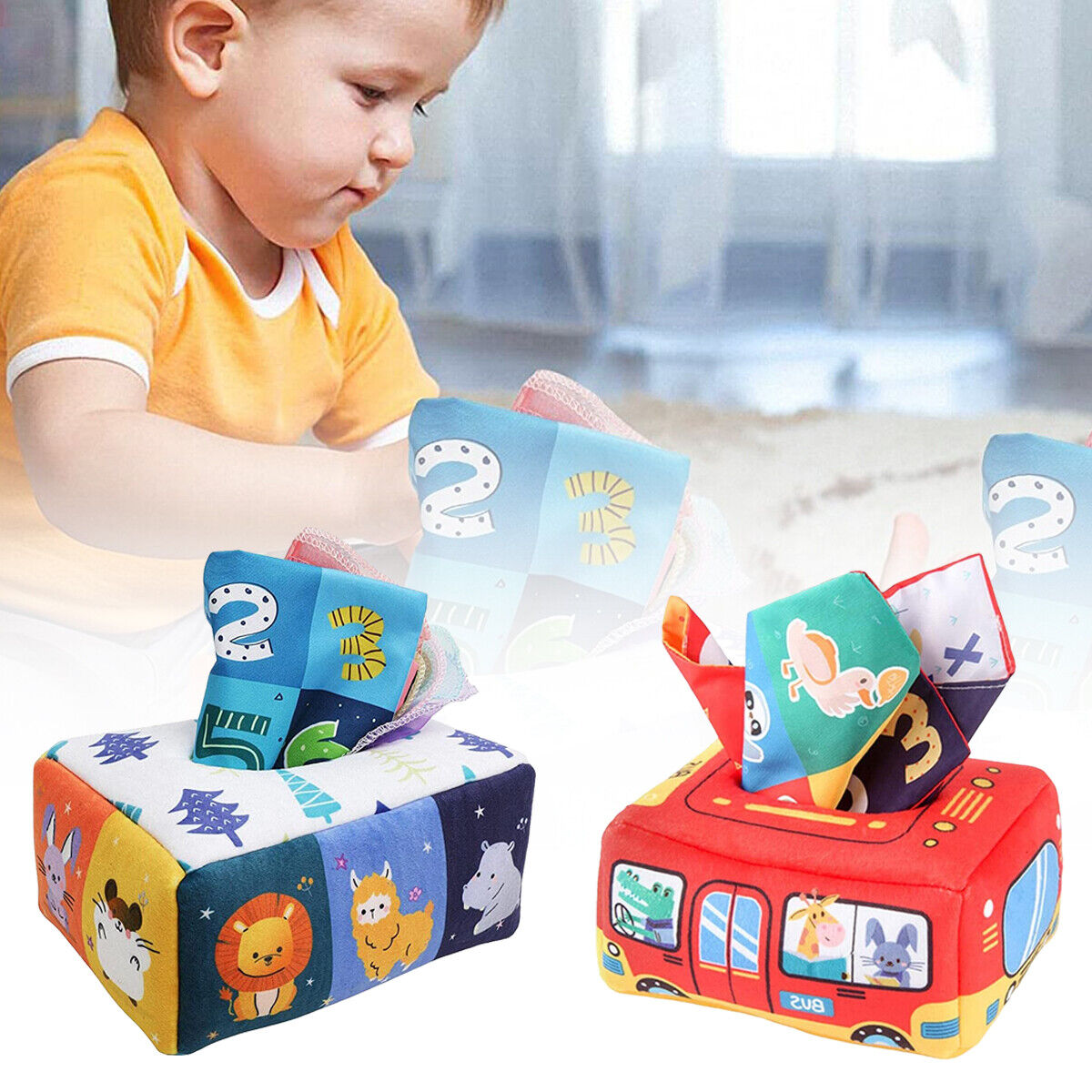 Jouets pour bébés 0-6 mois - Jouet boîte de mouchoirs pour bébé