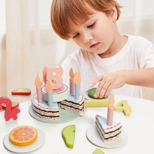 Jouet du gâteau d'anniversaire en bois Montessori