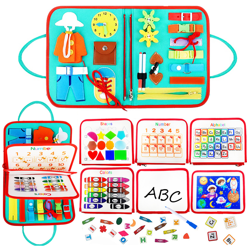 Montessori Busy Board Jouets d'activité et de Développement Jeux 1 2 3 4 5 6