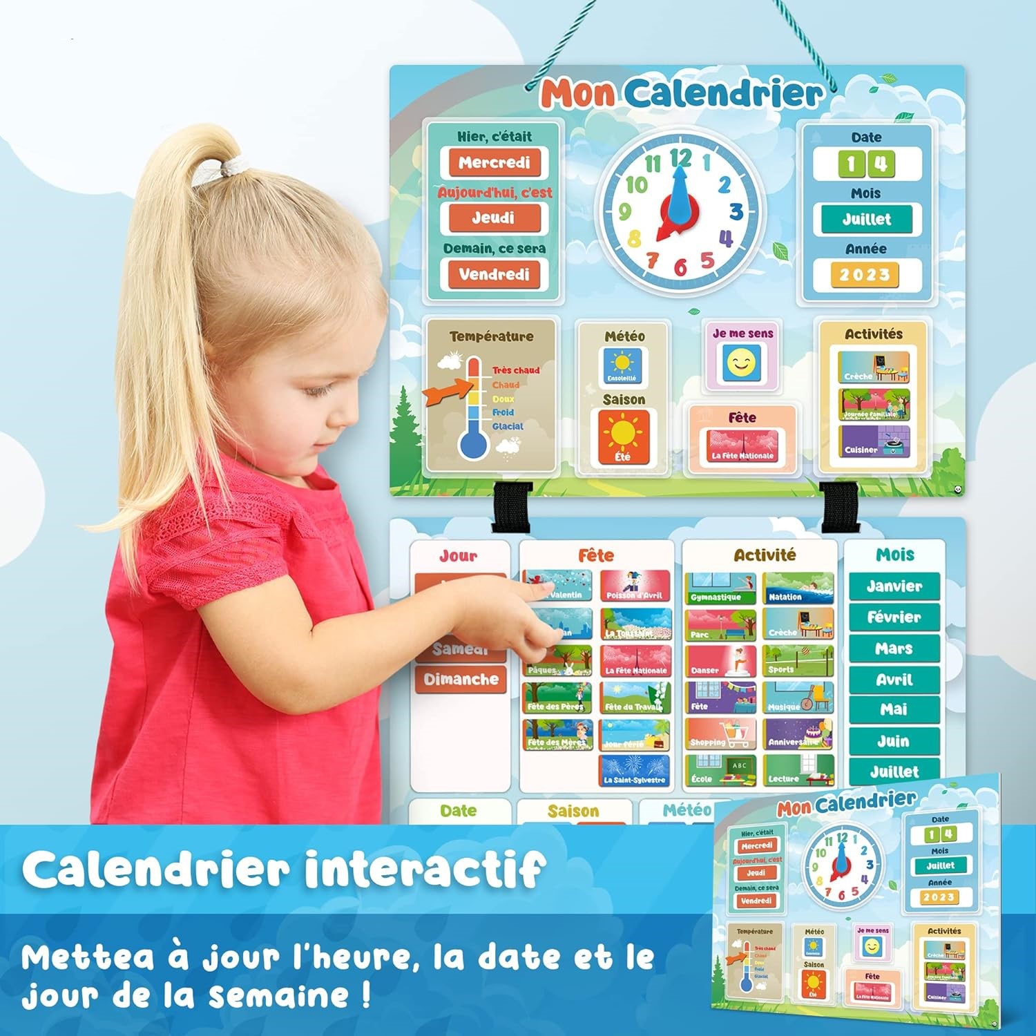 marque generique - calendrier enfant educatif montessori tissu