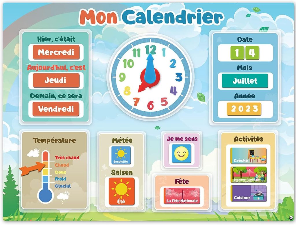 calendrier enfant educatif montessori tissu 2020