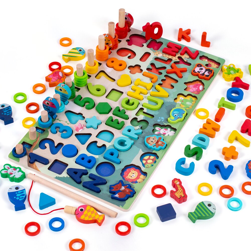 Jouet Puzzle Montessori en Bois, Multifonction Jeu Éducatif