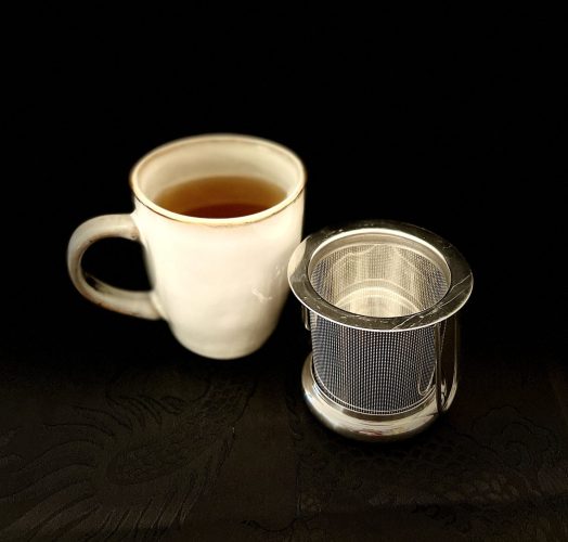 Infuseur à thé inox avec poignées pliables et couvercle, thé bio, thé vrac, thé feuille entière