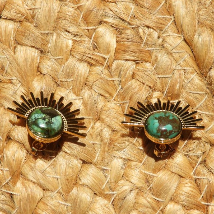 Bijoux Ecrin d'Hoya - boucles d'oreilles puces turquoise