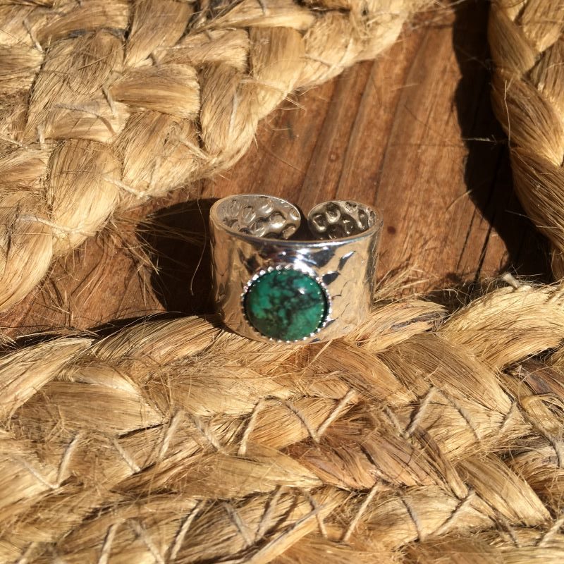 Bijoux Ecrin d'Hoya - bague Pourpier en inox et pierre turquoise