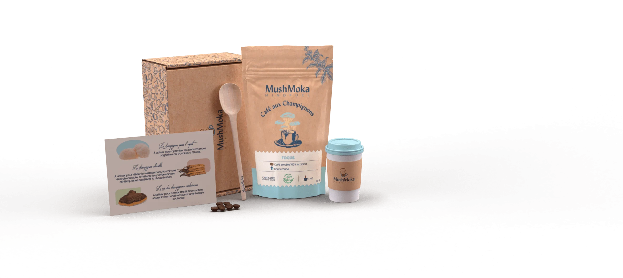 Packaging café aux champignons MushMoka