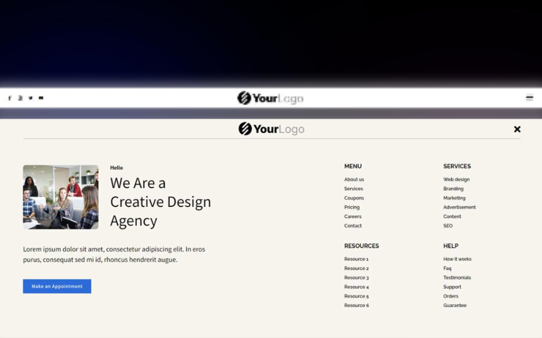 Header and Footer – Fullscreen Overlay Header 5