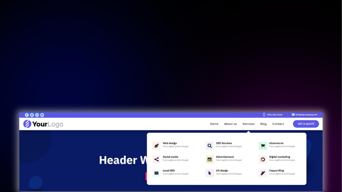 Header and Footer – Header With Mega Menu 2